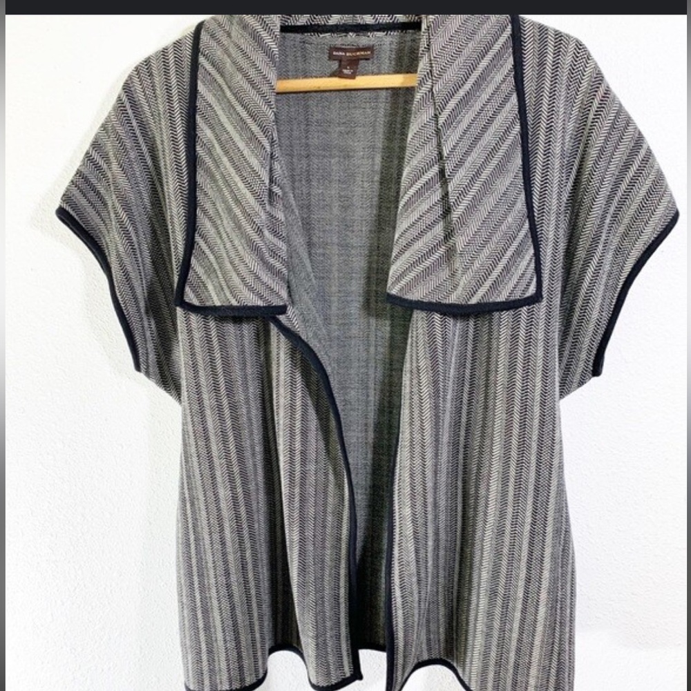 Dana Buchman Black and Gray Striped Sweater
